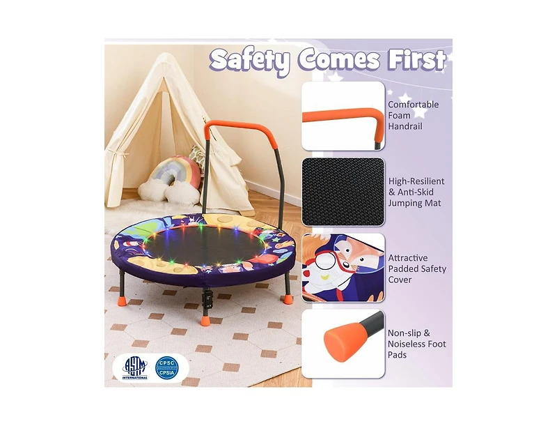 Akiudex Kids Foldable Trampoline with Lights and Foam Handle