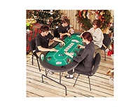 Akiudex 72 Inch Foldable Poker Table with Cup Holders and Padded Armrests for 8 Players