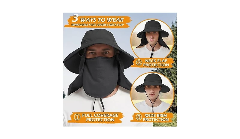 Multijoy Wide Brim Sun Hat, Upf 50+ Uv Protection Waterproof Packable Bucket Hat for Men & Women