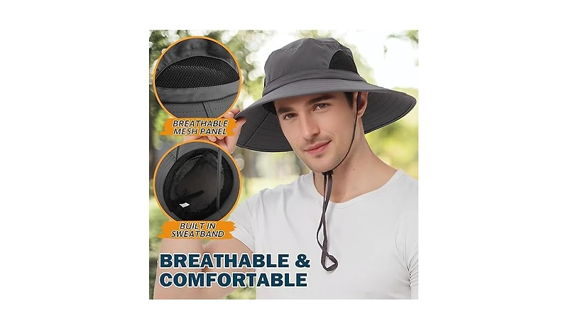 Multijoy Wide Brim Sun Hat, Upf 50+ Uv Protection Waterproof Packable Bucket Hat for Men & Women