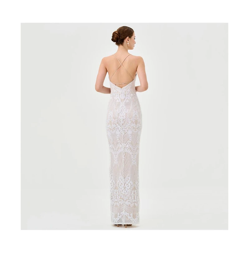 Bariano Sera Strappy Back Sequin Gown