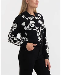 Ellen Tracy Women's Floral Knit Cardigan