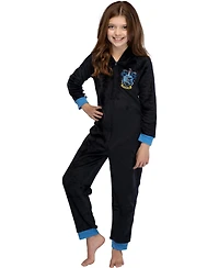Harry Potter Hogwarts Houses Crest Girls' Hooded Pajama Kids Union Suit Loungewear