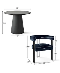 3-Piece 35 Inch Round Dining Table Set with 2 Velvet Chairs, Space-Saving Kitchen & Room Furniture for Small Spaces-Maison Boucle