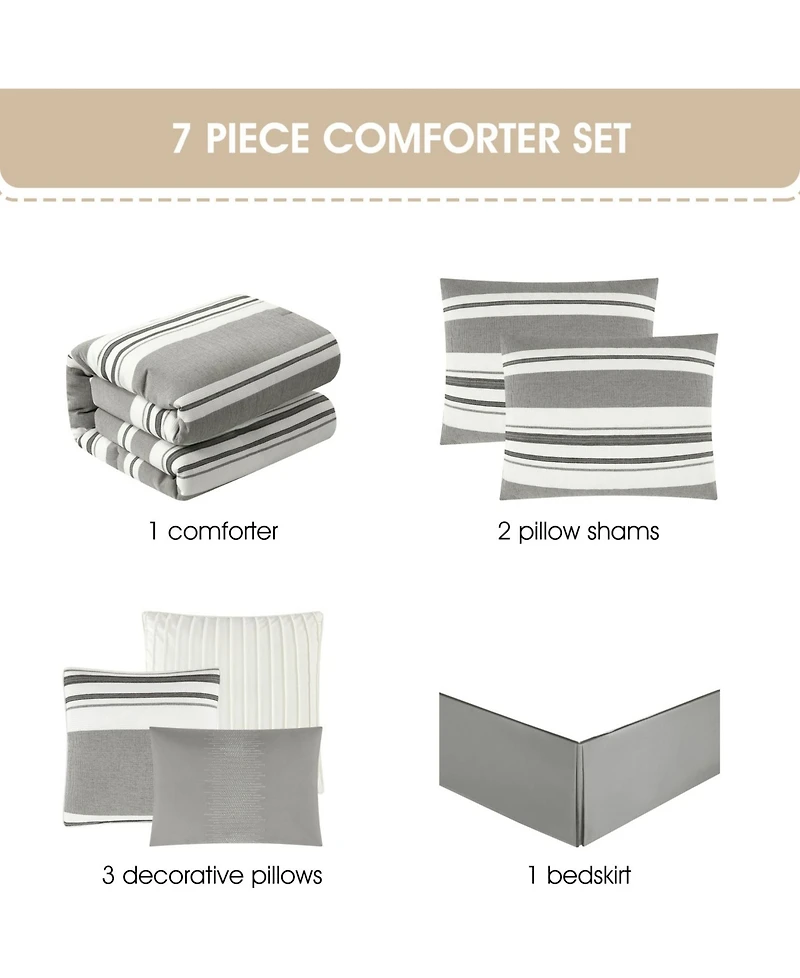 Stratford Park Cornille Stripes 7-Pc. Comforter Set