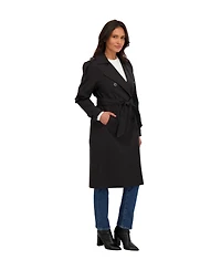Sebby Collection Women's Belted Double Breasted Long Trench Coat