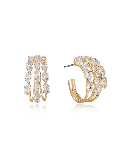 Ettika 18K Gold Multi-Crystal Huggie Women's Hoop Earrings