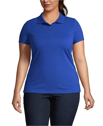 Lands' End Women's Plus Short Sleeve Basic Mesh Polo Shirt