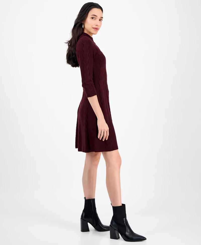 Sandra Darren Petite Textured Mock Neck Sweater Dress