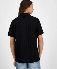 Guess Men's Tristan Short Sleeve Textured Button-Front Shirt