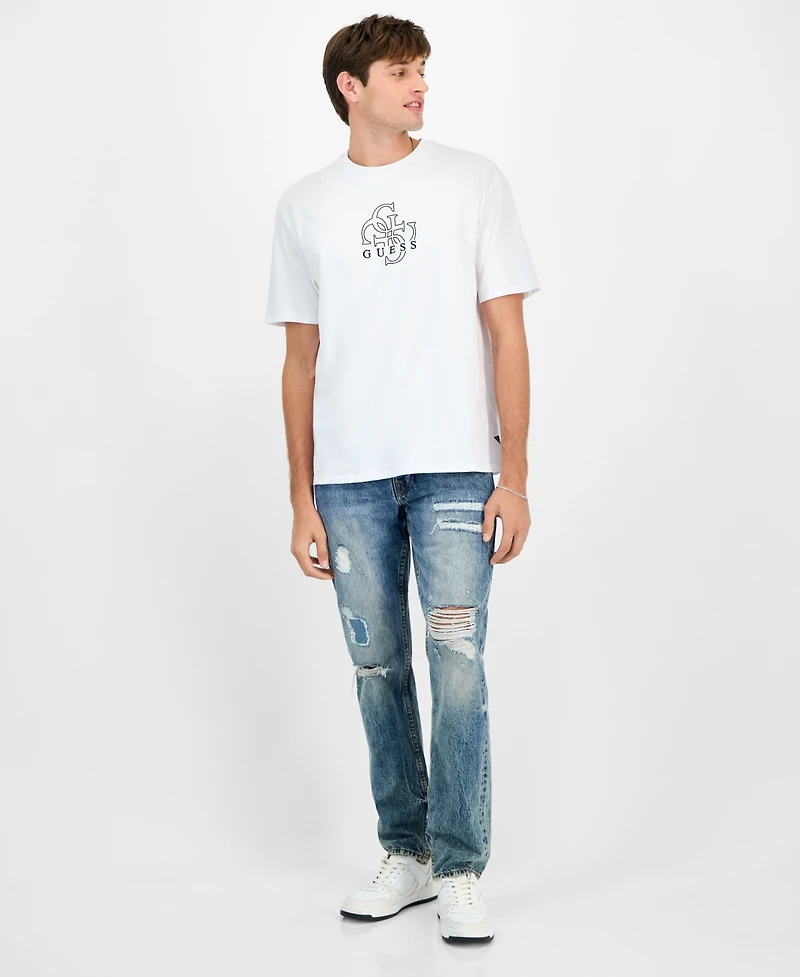 Guess Men's Quattro G Relaxed Fit Short Sleeve Crewneck Graphic T-Shirt