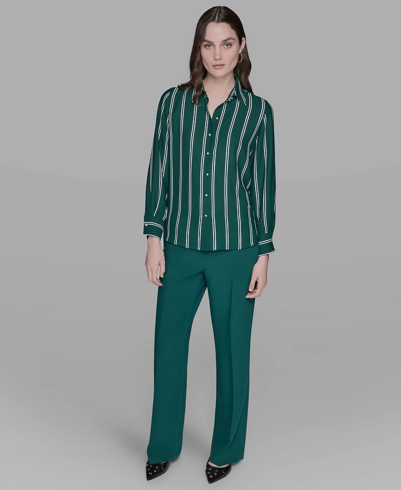 Karl Lagerfeld Paris Women's Striped Faux-Pearl Shirt