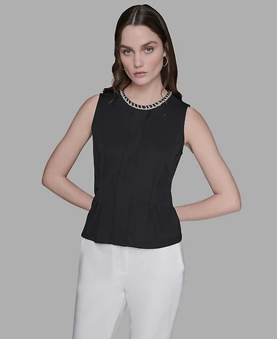 Karl Lagerfeld Paris Women's Embellished Pleated Top