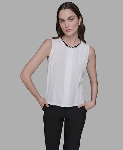 Karl Lagerfeld Paris Women's Embellished Pleated Top