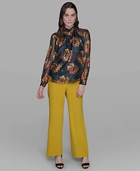 Karl Lagerfeld Paris Women's Floral-Print Mock-Neck Blouse Top
