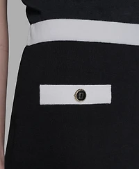 Karl Lagerfeld Paris Women's Cotton Colorblocked Pencil Skirt