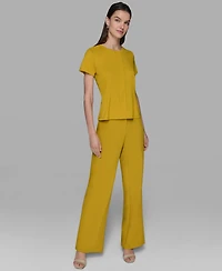 Karl Lagerfeld Paris Women's Pleated Short-Sleeve Knit Top