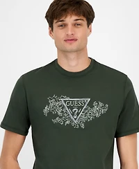 Guess Men's Short Sleeve Crewneck Embroidered Triangle Logo T-Shirt