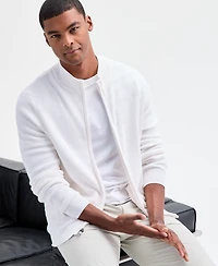 Alfani Men's Long Sleeve Zip-Front Zig-Zag Textured Sweater, Macy's Exclusive