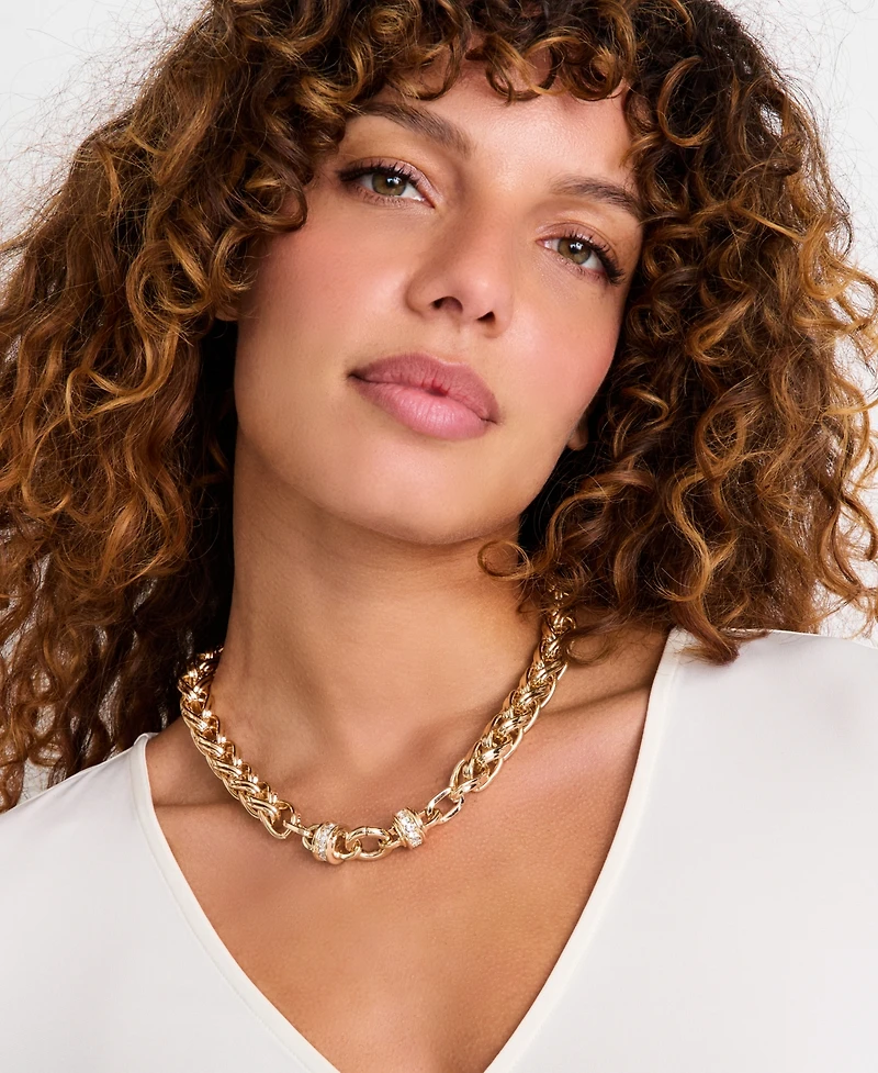 I.n.c. International Concepts Crystal Chain Link Collar Necklace, 15-1/2" + 3" extender, Macy's Exclusive