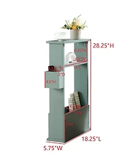 Kings Brand Furniture Zeke Narrow Side Table with Storage Shelf - Modern Sofa End Table, Small Nightstand Magazine Rack