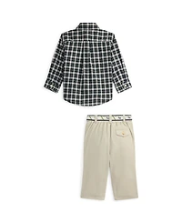 Polo Ralph Lauren Baby Boys 3-Piece Plaid Shirt, Belt and Canvas Pants Set