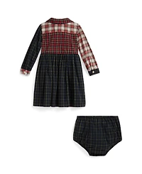 Polo Ralph Lauren Baby Girls 50s Poplin Woven-Collared Dress and Bloomer