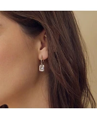 Sterling Silver 18k Gold Plated Sparkle Dangling Pendant Hoop Earrings