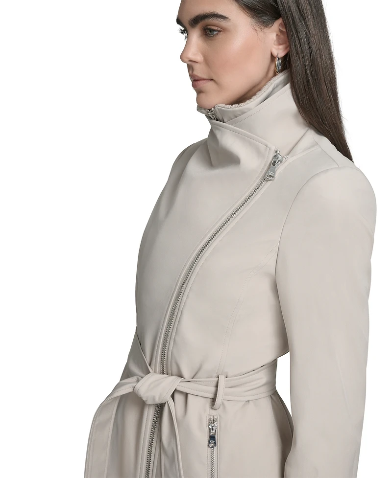Calvin Klein Petite Belted Long-Sleeve Wrap Coat