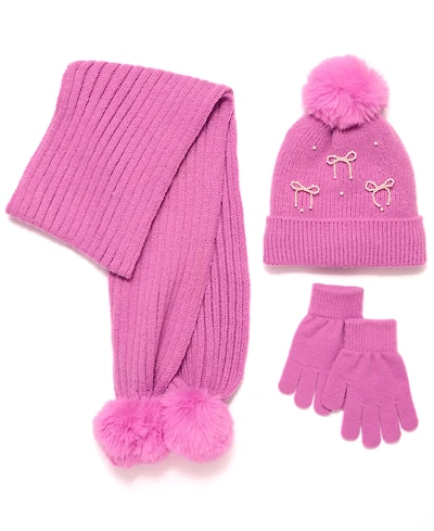InMocean Big Girls 3-Piece Hat, Gloves, and Scarf Set