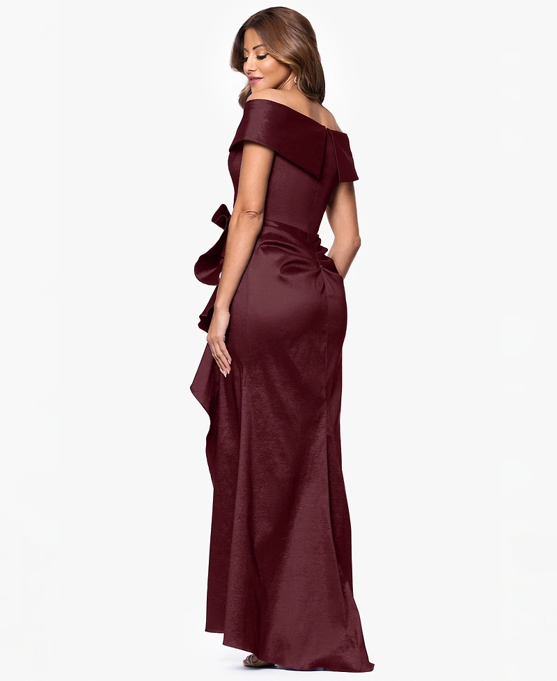 Xscape Women's Taffeta Off-The-Shoulder Sweetheart Gown