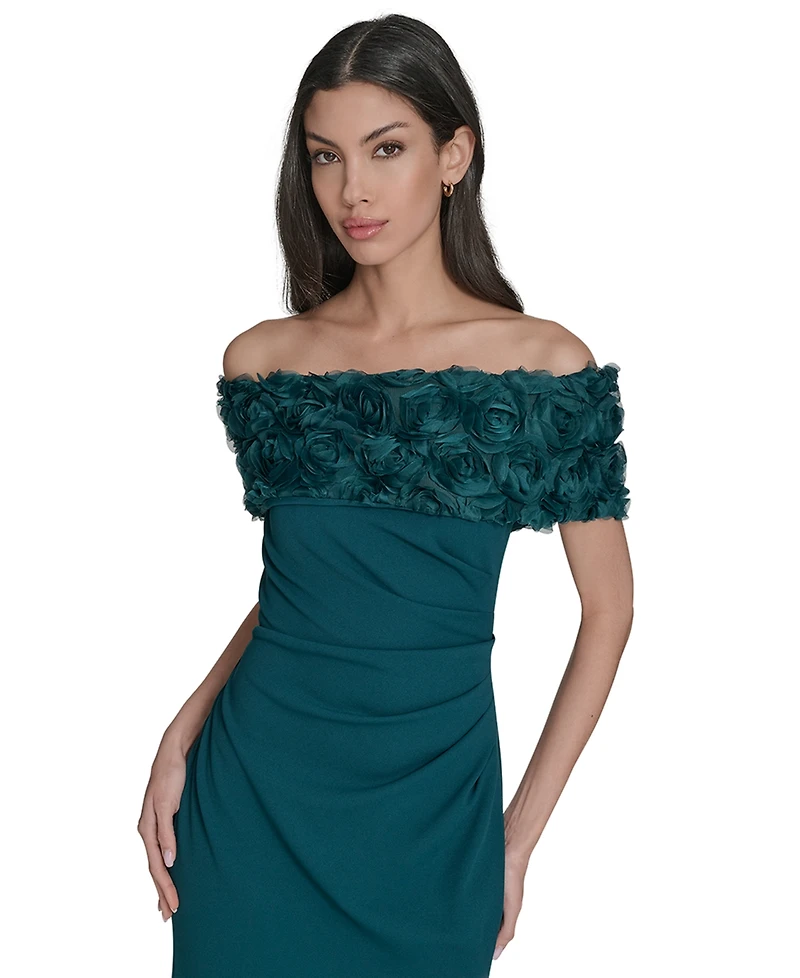 Eliza J Women's Off-The-Shoulder Side-Ruched Gown