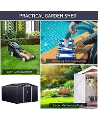 Outsunny 10.6 ft x 9.1 ft Outdoor Metal Storage Shed with 2 Doors,