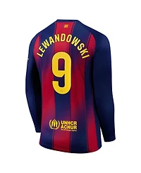 Nike Men's Robert Lewandowski Navy Barcelona 2025/26 Home Replica Long Sleeve Jersey