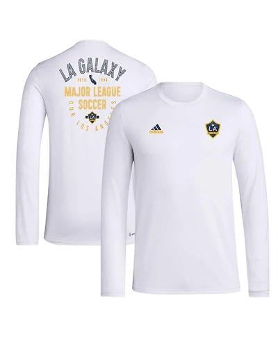 Adidas Men's White La Galaxy Local Stoic Long Sleeve T-Shirt