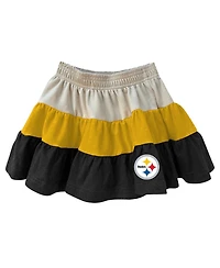 Wes & Willy Girls Toddler Gold/Black Pittsburgh Steelers Sleeveless Full-Zip Hoodie and Skirt Set