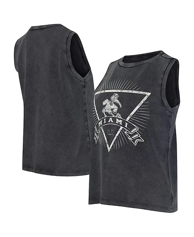 Concepts Sport Women's Charcoal Miami Hurricanes Distressed Market French Terry Tank Top