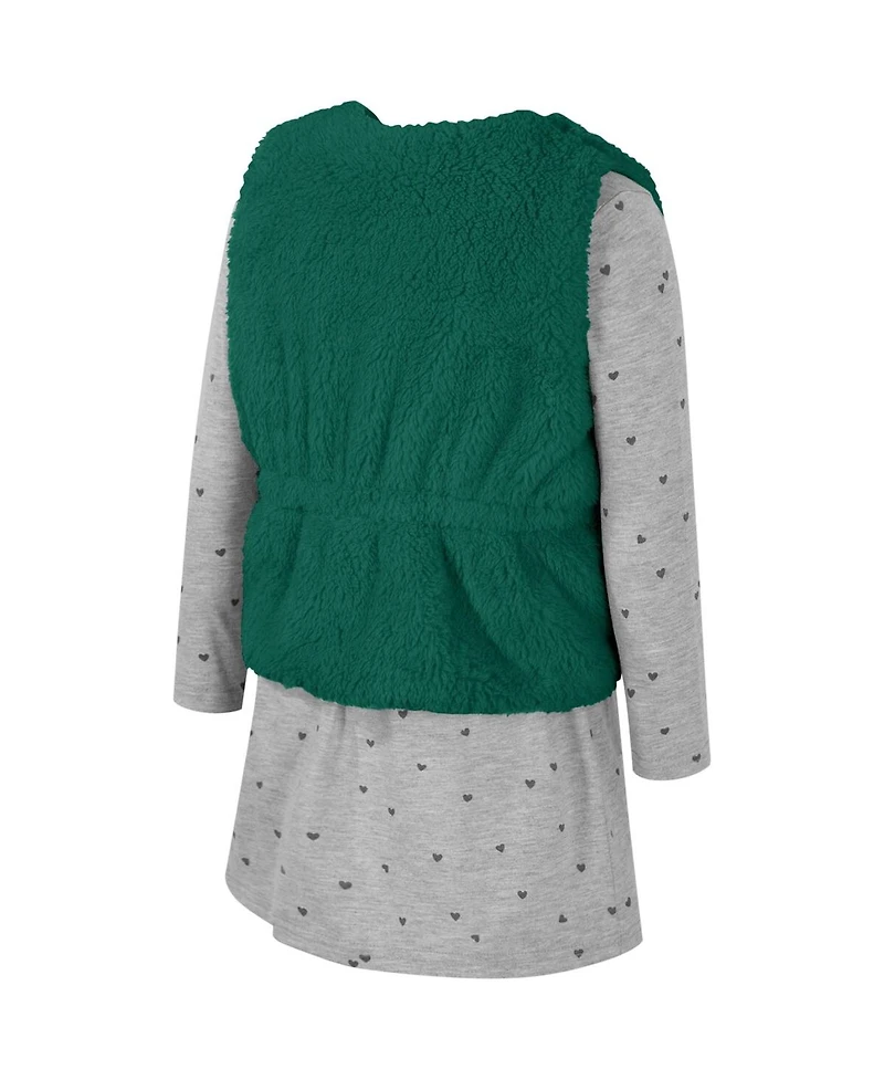 Colosseum Girls Toddler Green Michigan State Spartans Meowing Vest Dress Set