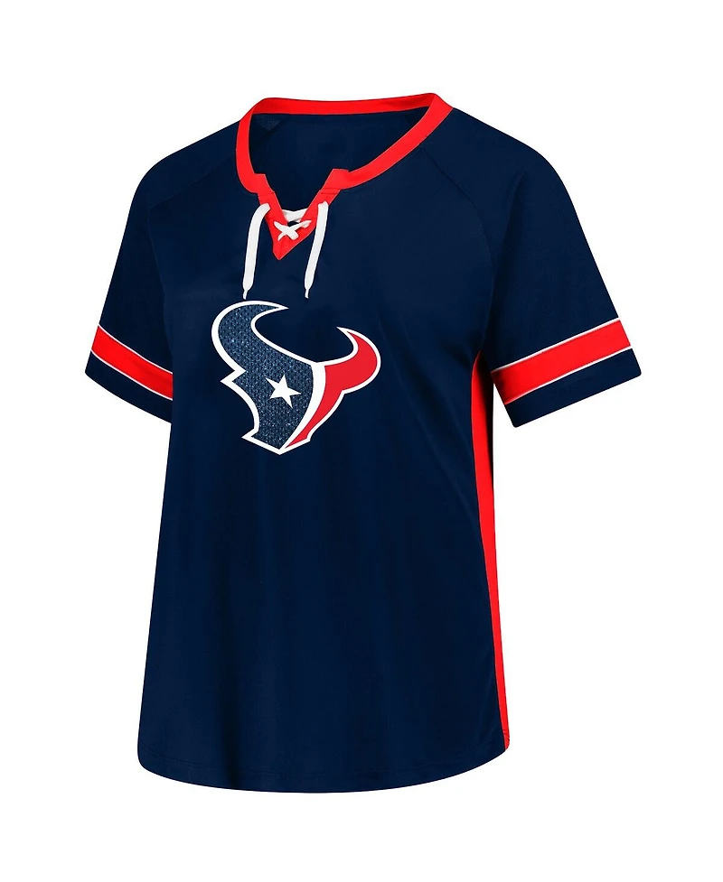 Fanatics Women's C.j. Stroud Navy Houston Texans Plus Name Number Lace-Up T-Shirt