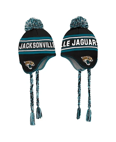 Outerstuff Big Boys and Girls Teal Jacksonville Jaguars Jacquard Tassel Knit with Pom Hat