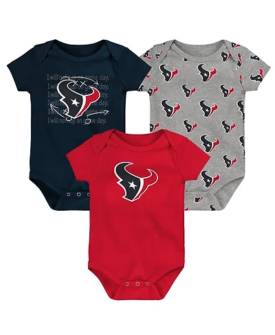 Outerstuff Baby Boys and Girls 3-Pack Houston Texans Team Starter Bodysuit Set