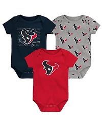 Outerstuff Baby Boys and Girls 3-Pack Houston Texans Team Starter Bodysuit Set