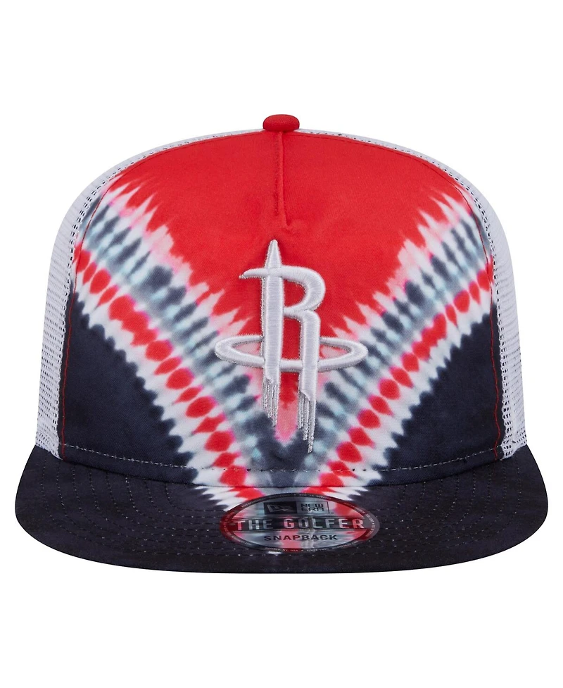 New Era Men's Black/Red Houston Rockets Throwback Dye Golfer Snapback Hat