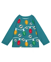Outerstuff Toddler 2-Piece Miami Dolphins Garland Holiday Long Sleeve Pajama Set