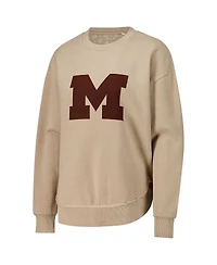 Pressbox Women's Tan Michigan Wolverines Poncho Fleece Pullover Sweatshirt