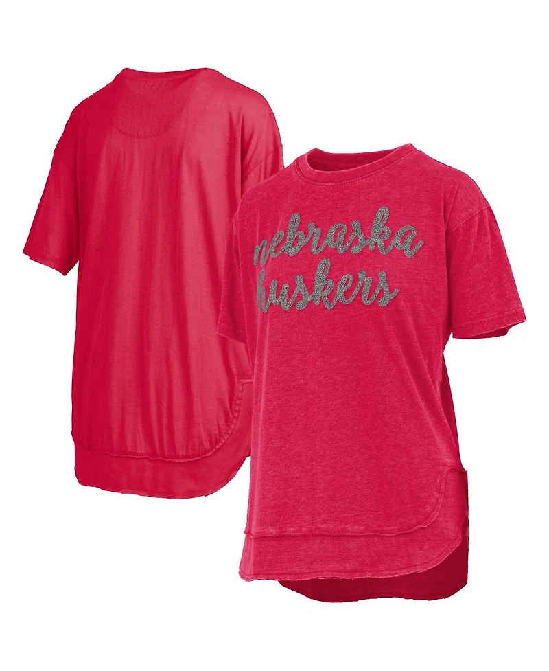 Pressbox Women's Scarlet Nebraska Huskers Poncho T-Shirt