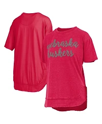 Pressbox Women's Scarlet Nebraska Huskers Poncho T-Shirt