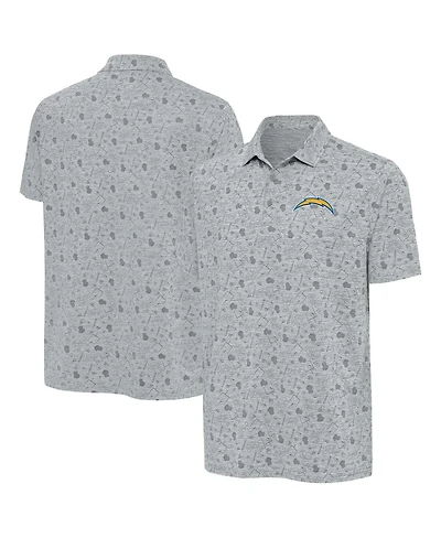 Antigua Men's Heather Gray Los Angeles Chargers Relentless Polo Shirt