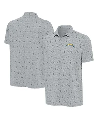 Antigua Men's Heather Gray Los Angeles Chargers Relentless Polo Shirt