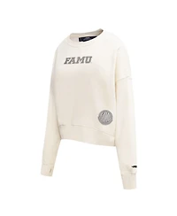 Pro Standard Women's Cream Florida A&M Rattlers French Terry Boxy Cropped Pullover Crewneck Top